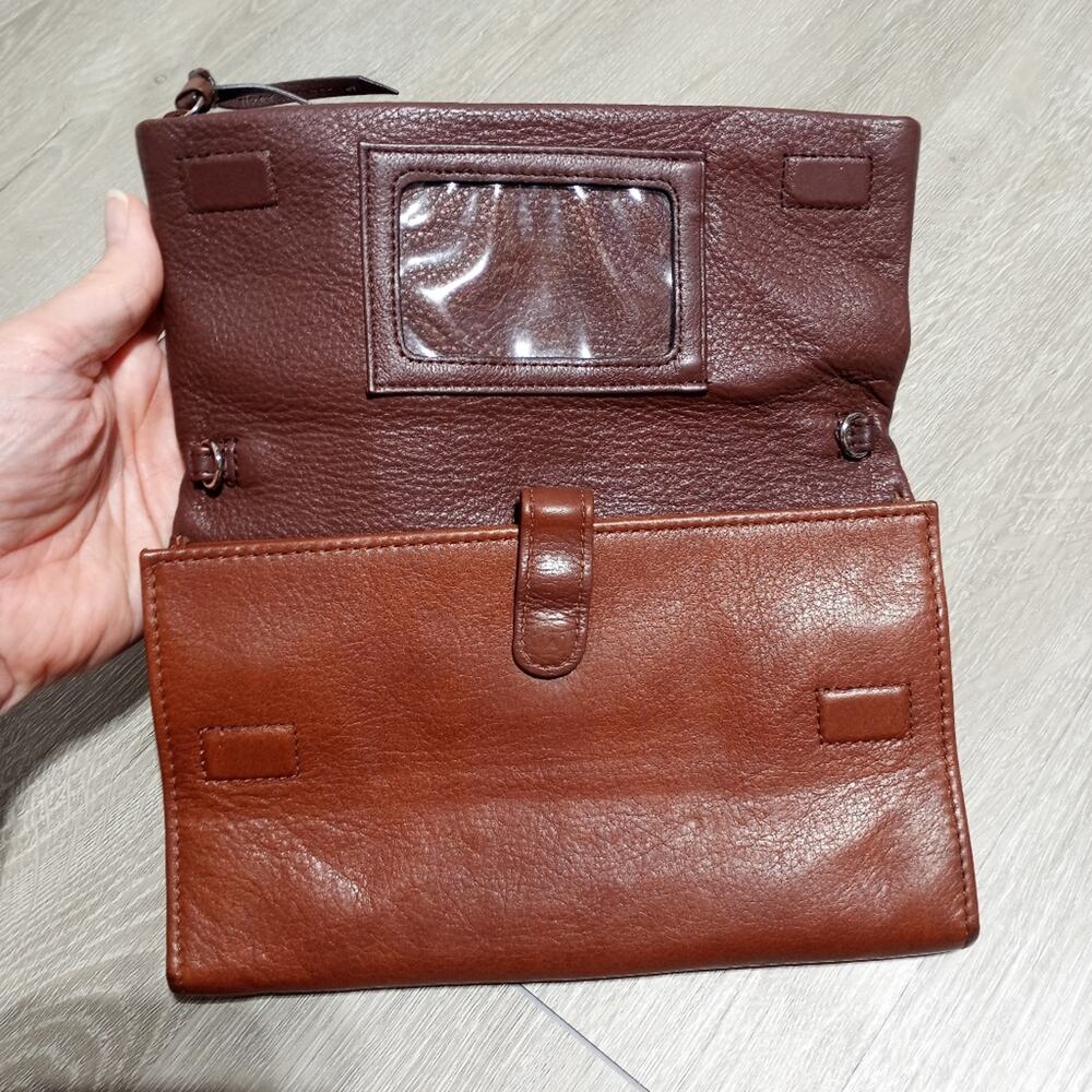 Brighton Brown Leather Flap Over Clutch Wallet Can Be Crossbody But No Strap Inc - Picture 6 of 10